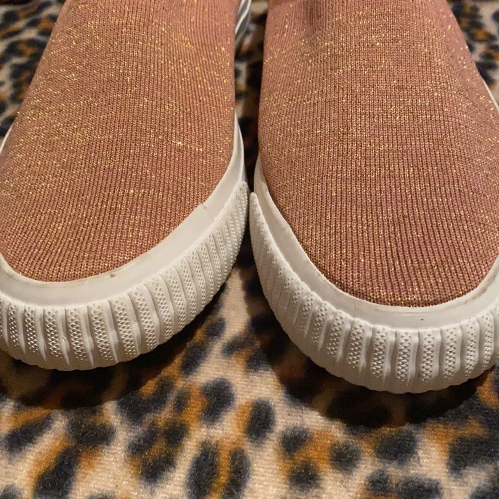 Blowfish Malibu Women’s Knit Glitter Slip On Sneakers Gold Mouve - Picture 2 of 16
